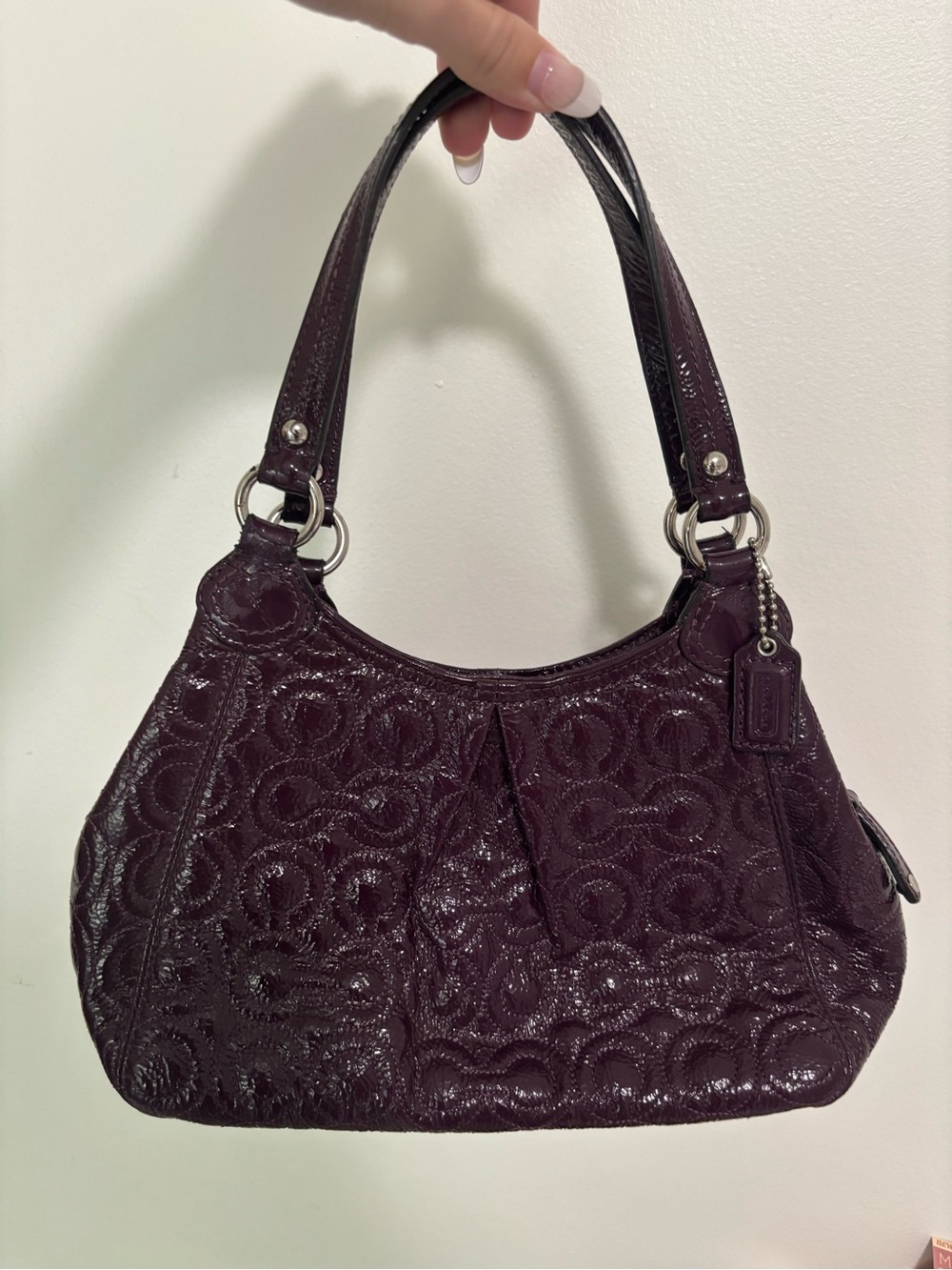 Coach Patent Leather Shoulder Bag in Deep Plum